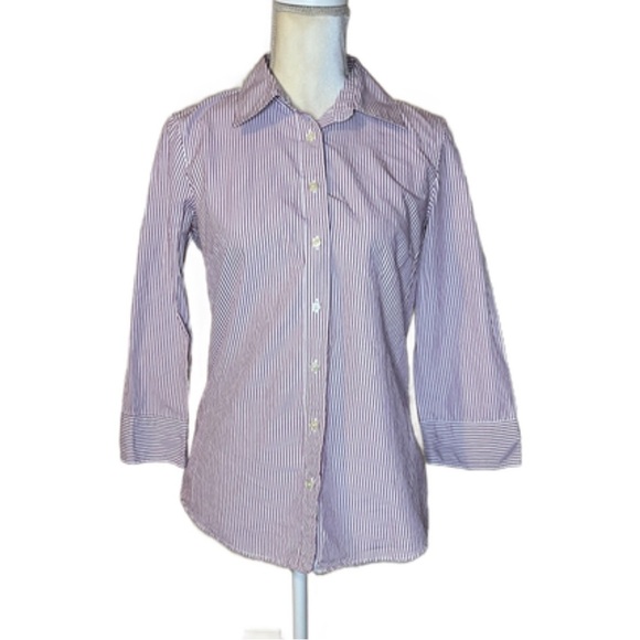 ⭐️ J. Crew Striped Purple Button-Up Top - Picture 1 of 6